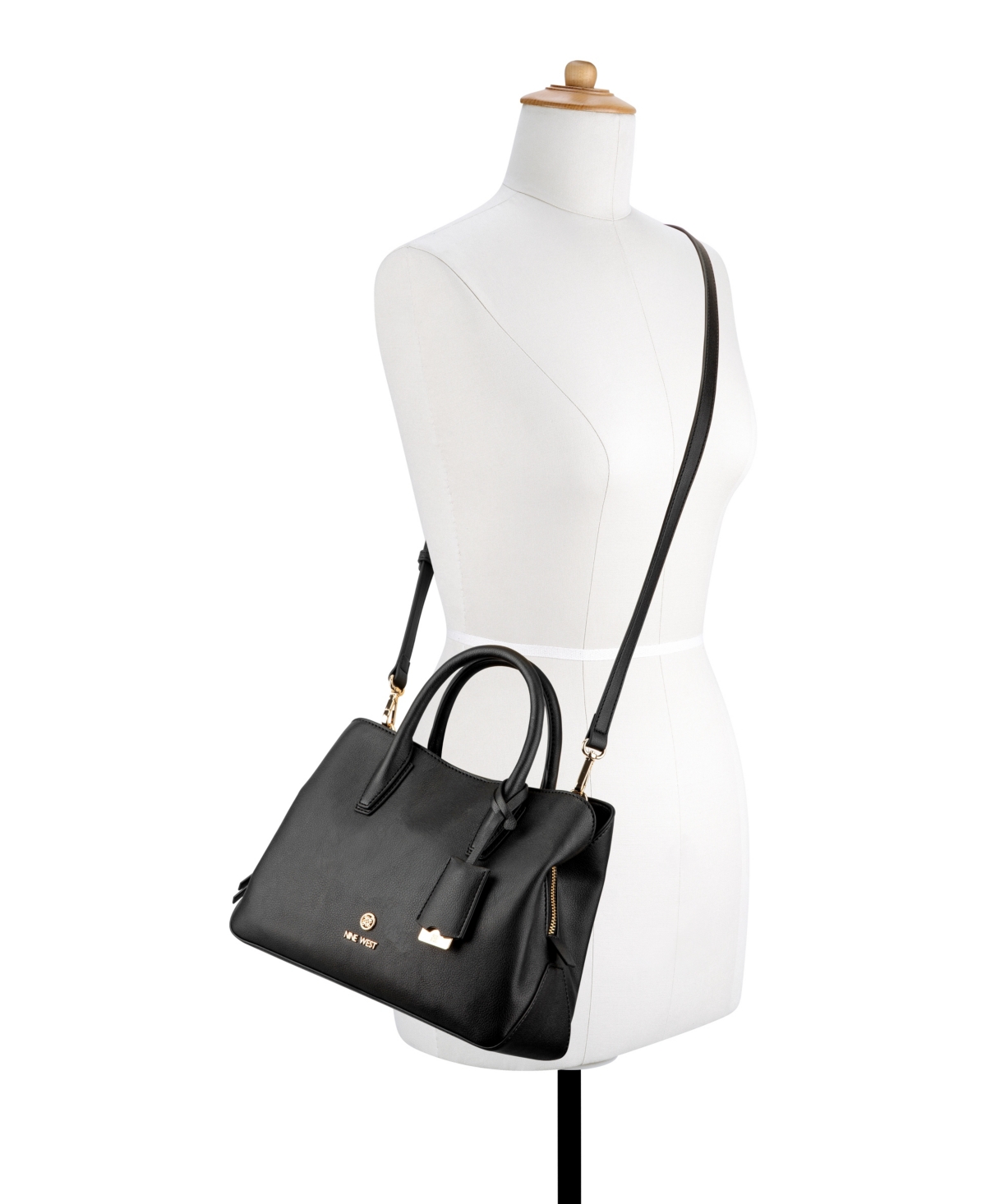 Nine West Lakelyn Medium Satchel Bag In Black