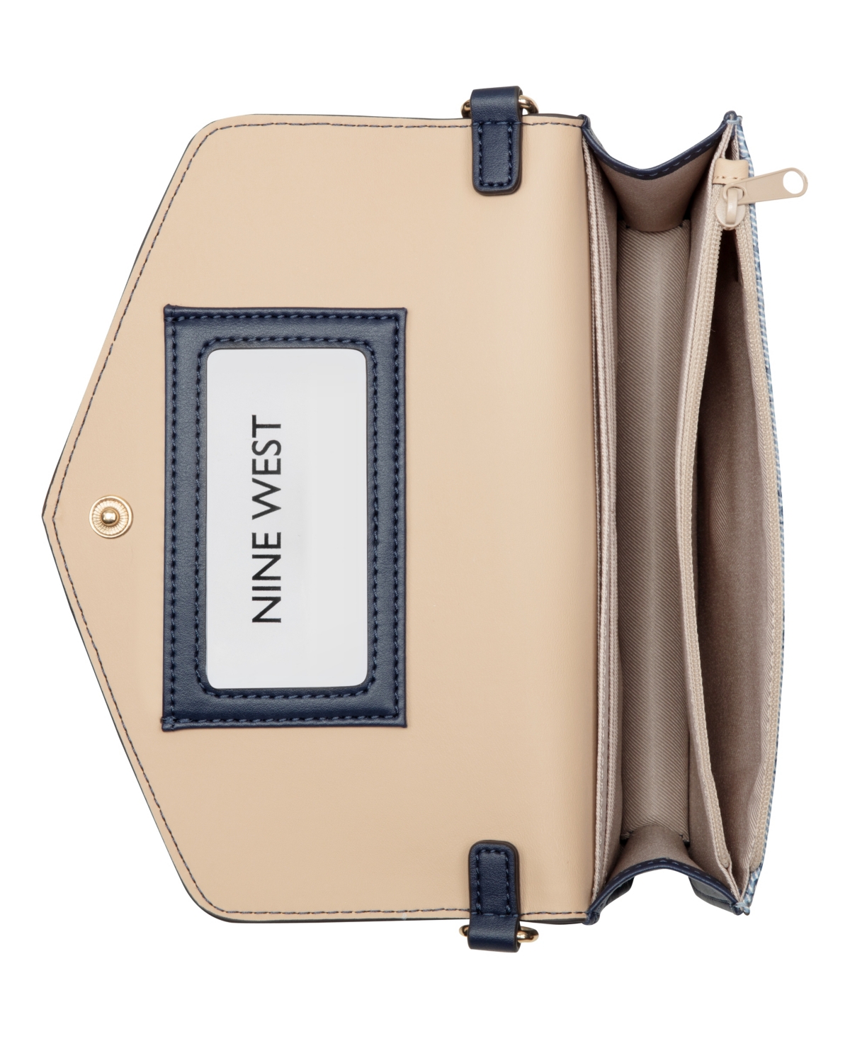 Nine West Caireann Phone Crossbody Wallet In Chambray Logo Navy