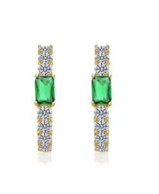 14k Gold Plated with Colored Cubic Zirconia Inside-Out Hoop Earrings