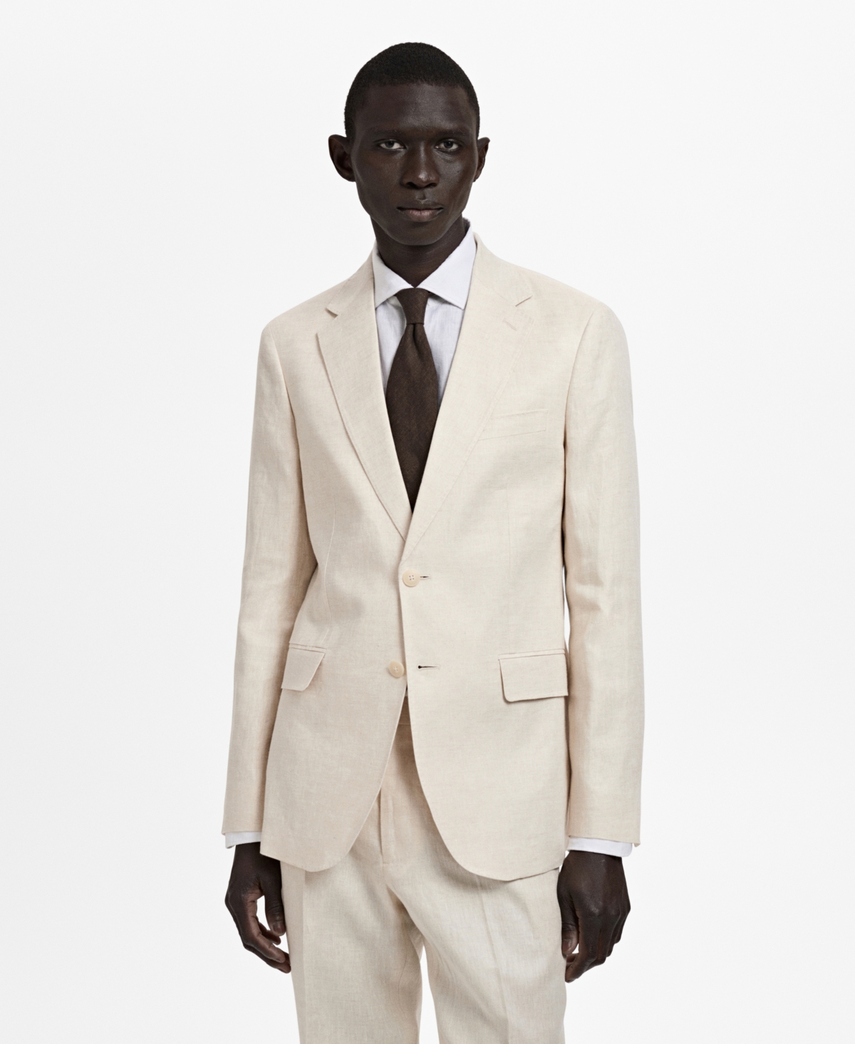 Mango Men's Linen Slim-fit Suit Blazer In Ecru