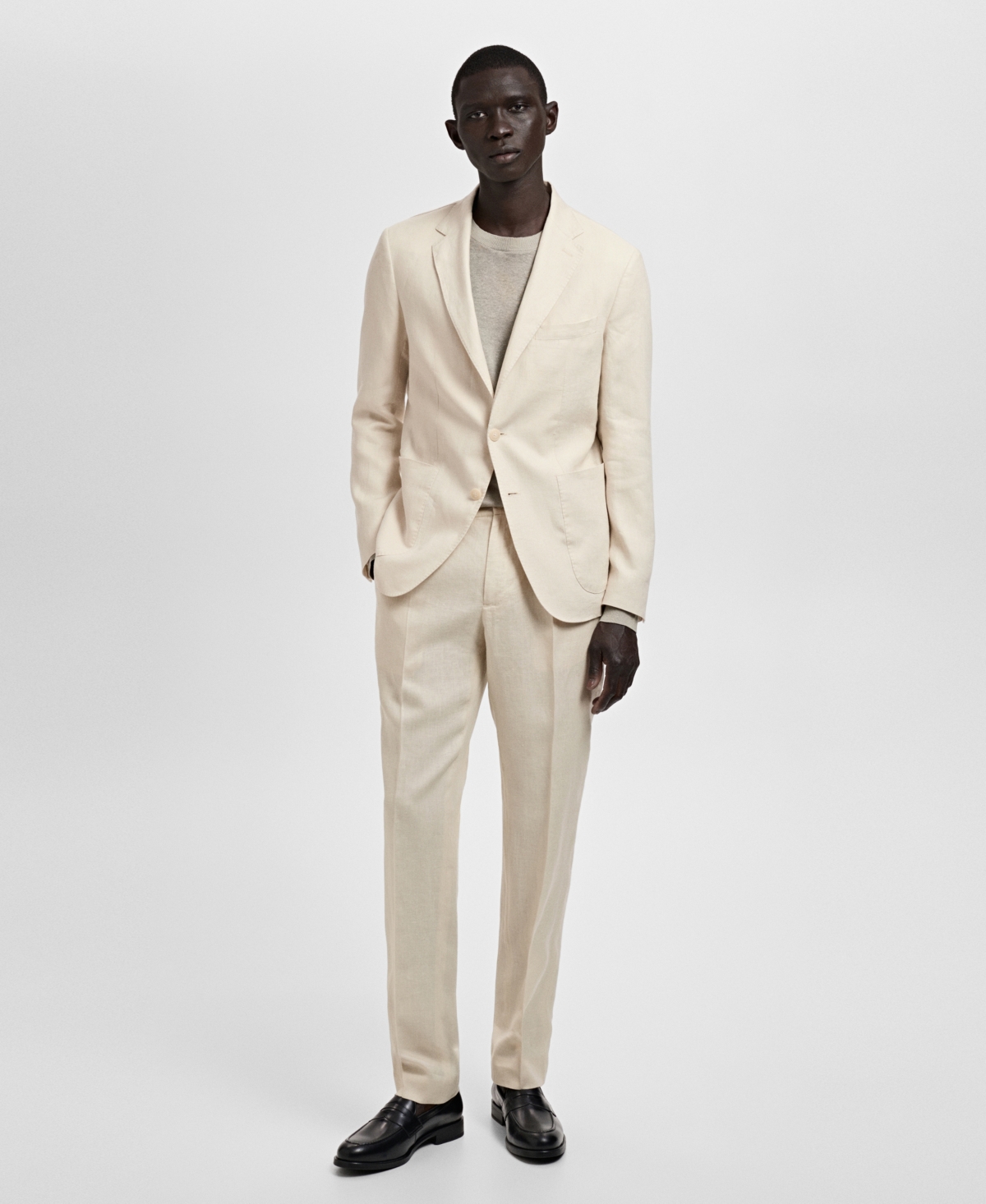 Men's Salerno Linen Slim-Fit Suit Blazer - Ecru