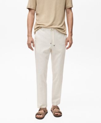 MANGO - Men's Pinstripe Linen Trousers