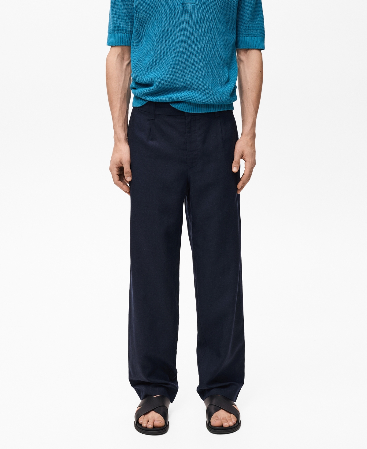 Men's Regular-Fit Linen-Blend Pants - Dark Navy