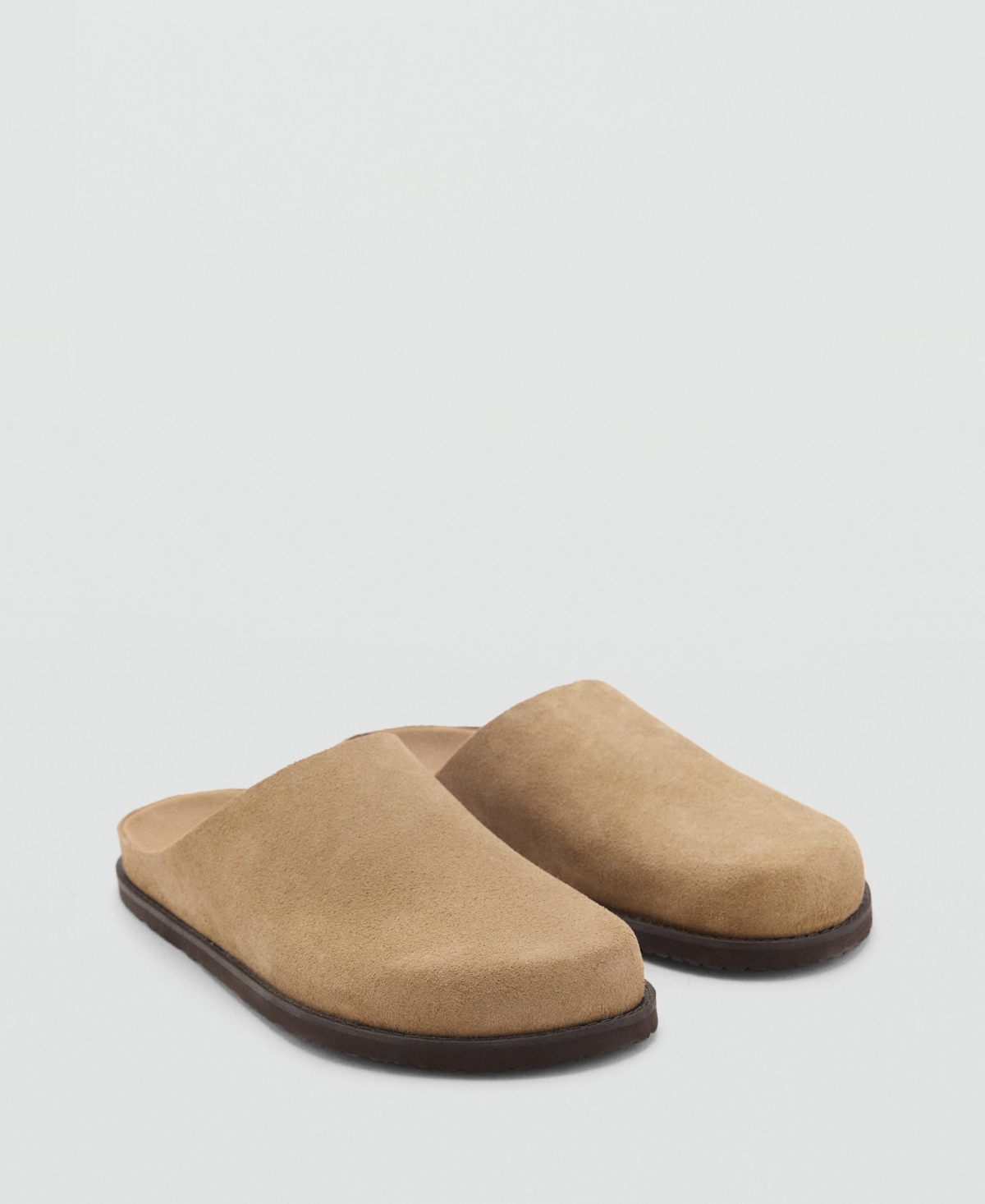 Men's Suede Leather Clogs - Beige