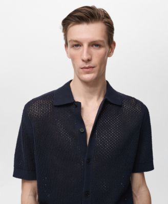 Men's Openwork Knit Cotton Shirt