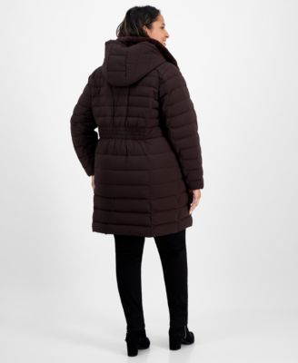 Plus Size Faux-Fur-Trim Hooded Puffer Coat