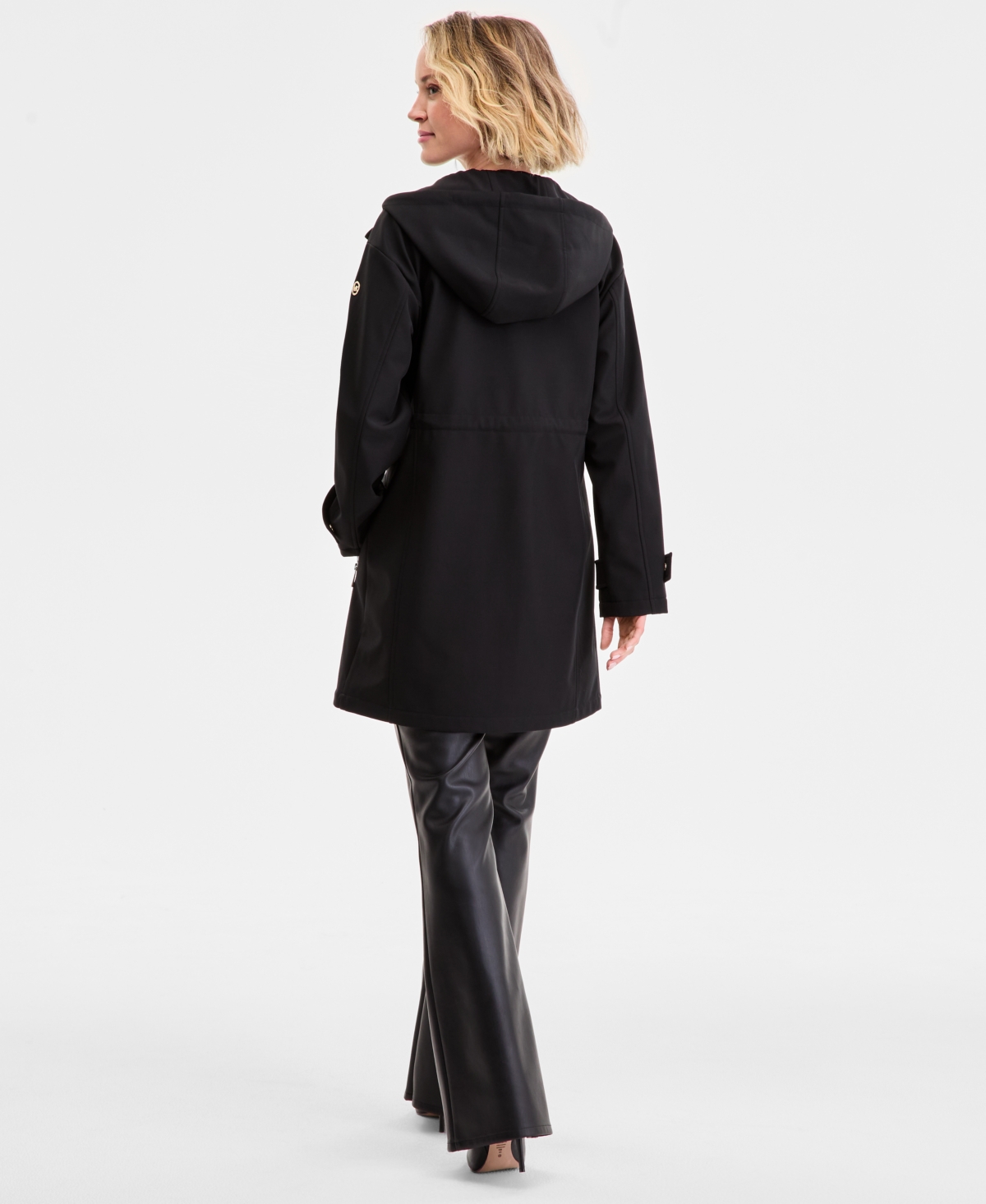 Michael Kors Michael  Petite Hooded Anorak Softshell Coat In Black