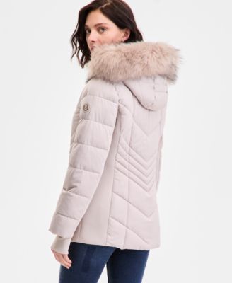 Women's Faux-Fur-Trim Hooded Puffer Coat, Exclusively at Macy's
