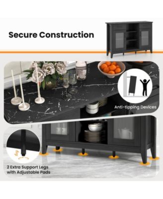 2-Drawer Sideboard Buffet Cabinet – 4 Adjustable Shelves for Storage in Dining Room, Kitchen, or Living Room