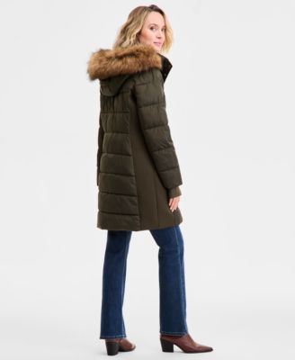 Women's Faux-Fur-Trim Hooded Puffer Coat, Exclusively at Macy's