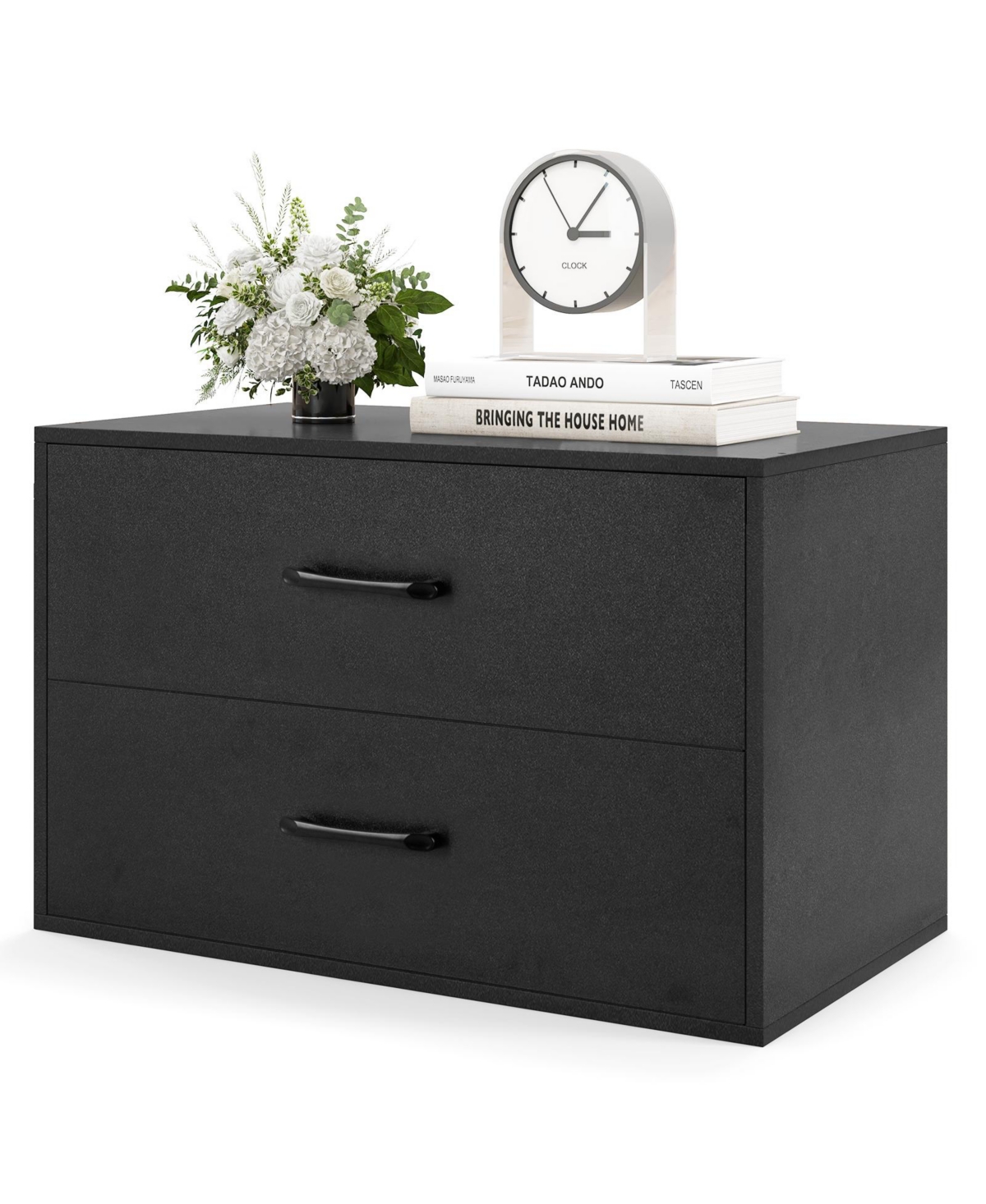 Stackable 2-Drawer Storage Cabinet with Handles for Entryway or Office Use