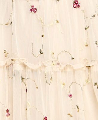 Juniors' Embroidered Sleeveless Mesh Dress