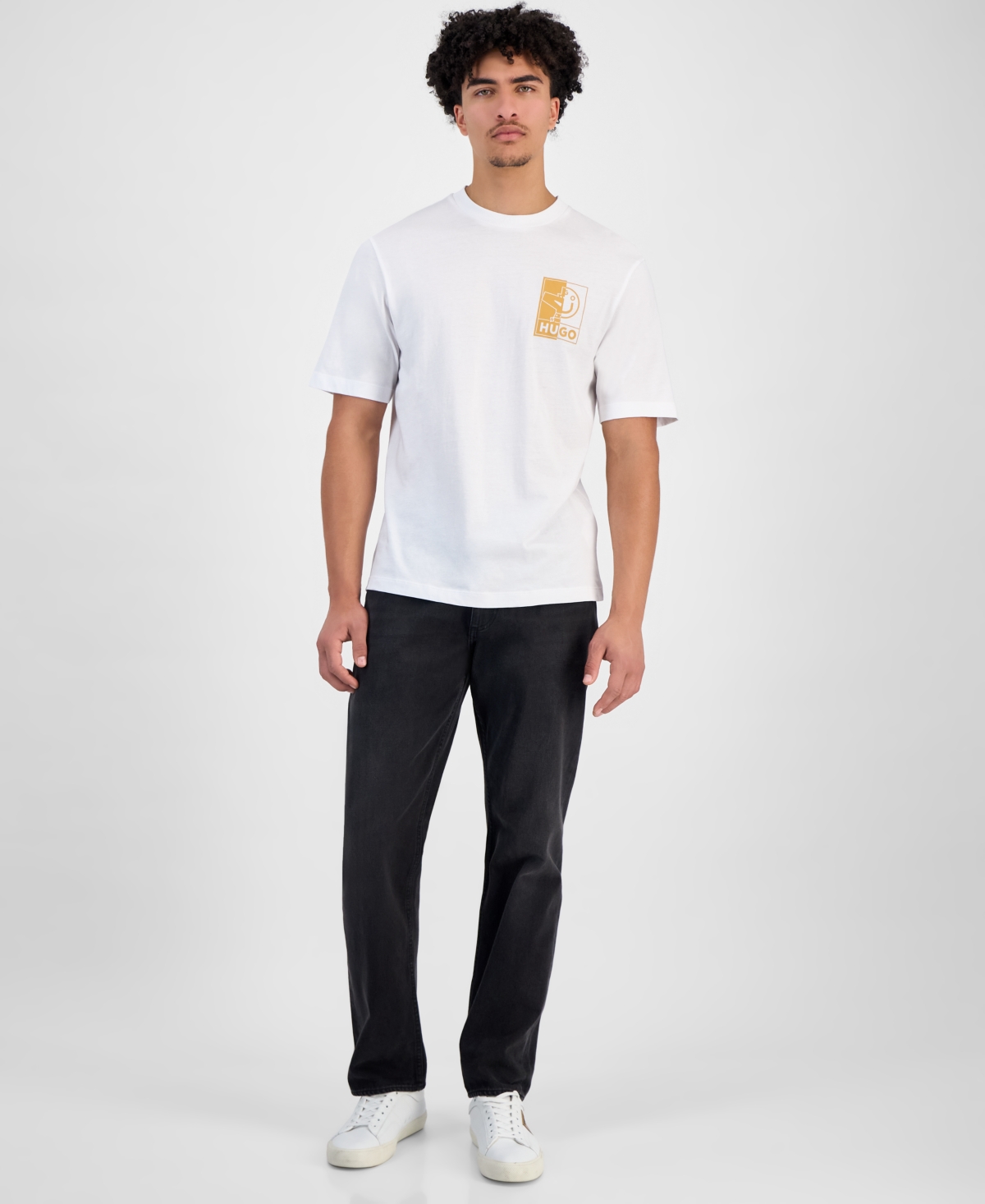 Hugo Boss Cotton Jersey T-shirt With Mixed-print Monogram Graphics In White