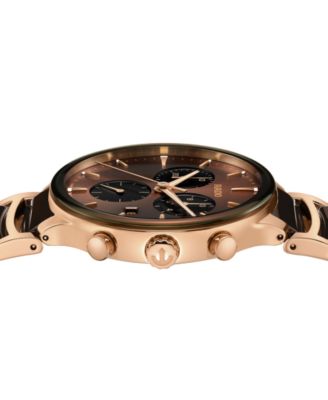 Unisex Swiss Chronograph Centrix Brown Ceramic & Rose Gold PVD Stainless Steel Bracelet Watch 41mm