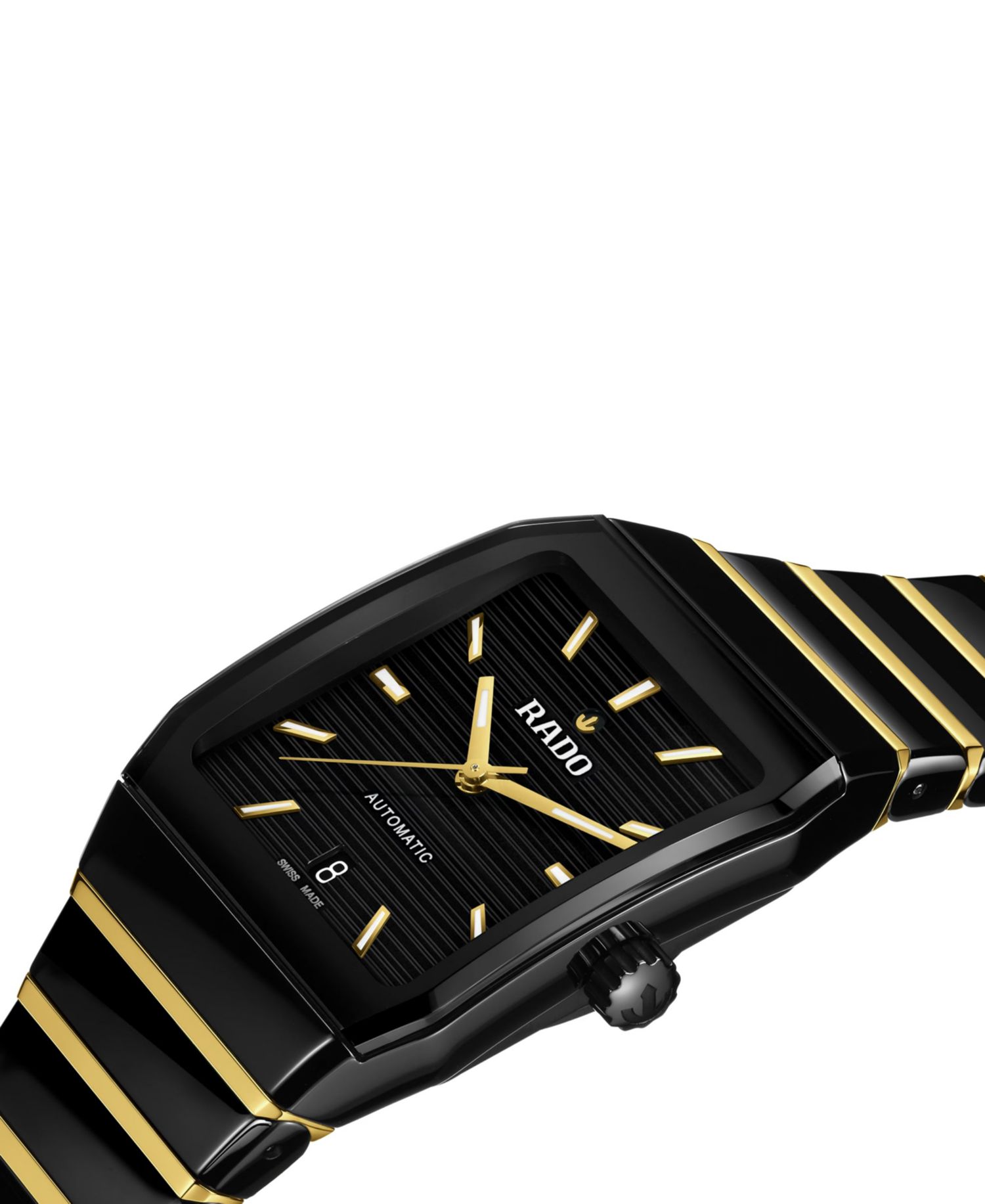 Unisex Swiss Automatic Anatom Gold PVD Stainless Steel & Black Ceramic Bracelet Watch 33mm