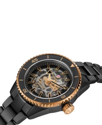 Men's Swiss Automatic Captain Cook Skeleton Black High-Tech Ceramic Bracelet Watch 43mm