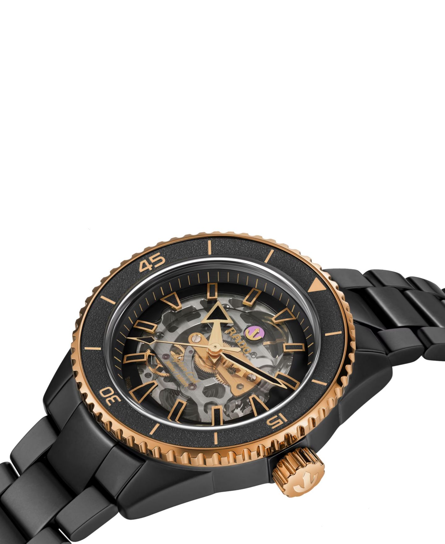 Мужские часы Rado Swiss Automatic Captain Cook Skeleton Black High-Tech Ceramic Bracelet Watch 43mm — фото 2