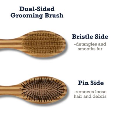 Dual-Sided Natural Bamboo Wood Dog Brush - Ergonomic, Durable & Versatile