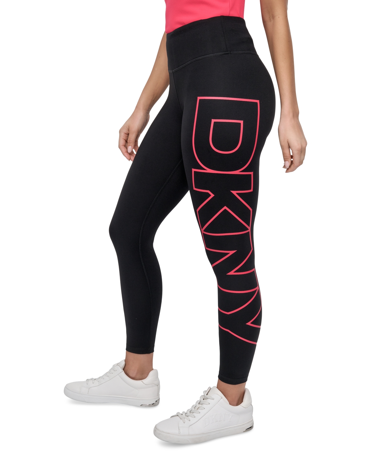 Dkny Sport Women's Logo Balance Compression High-waist 7/8 Tights In Black