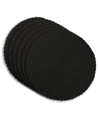 Classic 15" Round Woven Placemats Set of 6 - Durable, Reversible & Non-Slip Table Mats