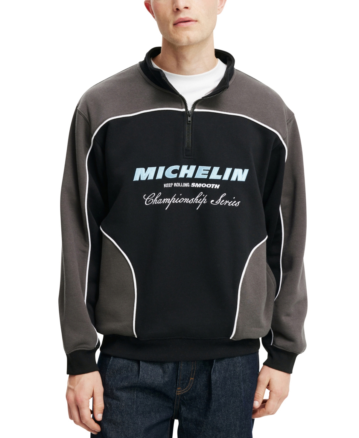 Men's Michelin Racing Fleece Sweatshirt - Black, Faded slate