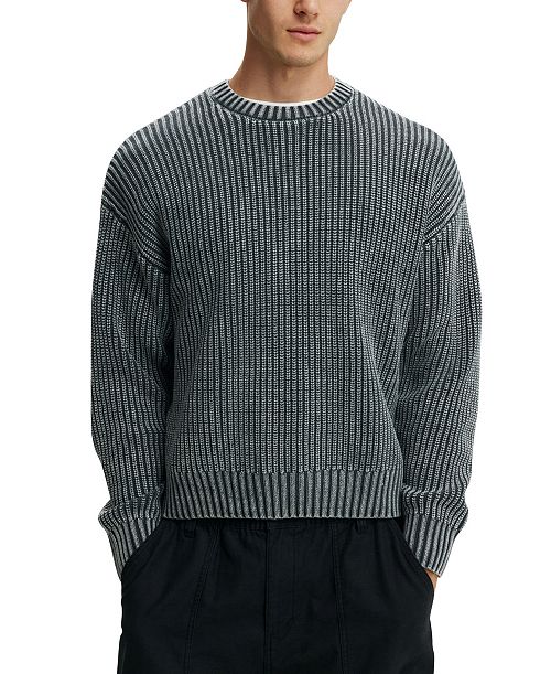 alfani COTTON ON Men's Washed Box Fit Crew Knit Sweater Men's Fashion & Accessories