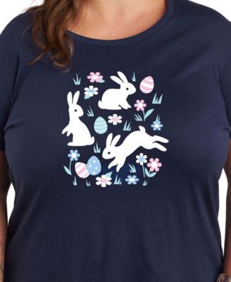Plus Size Bunny Easter Graphic Crew Neck T-Shirt
