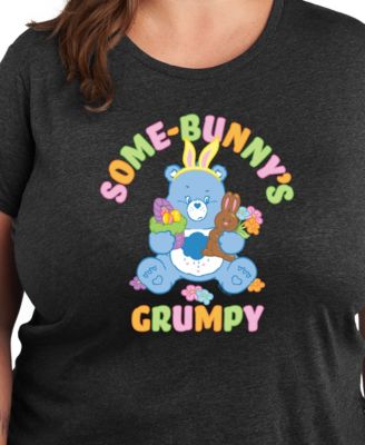 Plus Size Care Bears Easter Some-Bunny's Grumpy Graphic Crew Neck T-Shirt