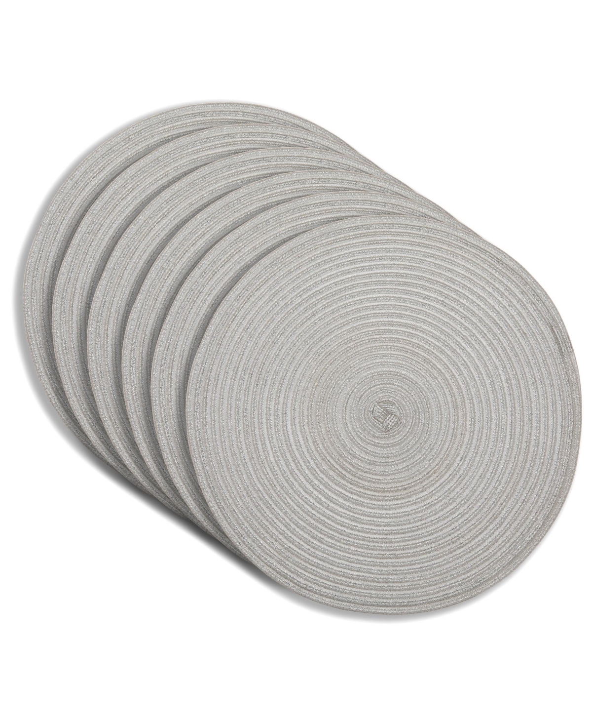Lurex 15" Round Woven Placemats Set of 6 - Durable, Reversible & Non-Slip Table Mats - Gold