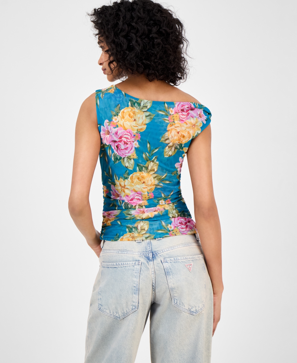 Guess Women's Mirin Floral-print Off-the-shoulder Top