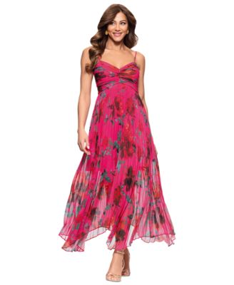 XSCAPE - Petite V-Neck Empire-Waist Pleated Gown