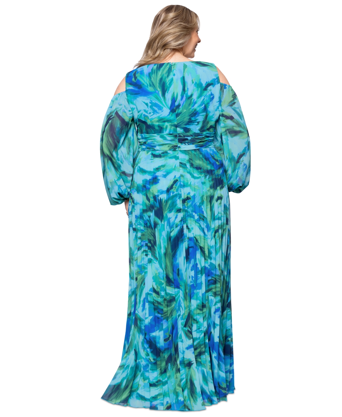 Xscape Plus Size Printed Cold-shoulder Dress