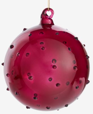 Berry Tones Glass Clear Red Ball Ornament, Macy's Exclusive