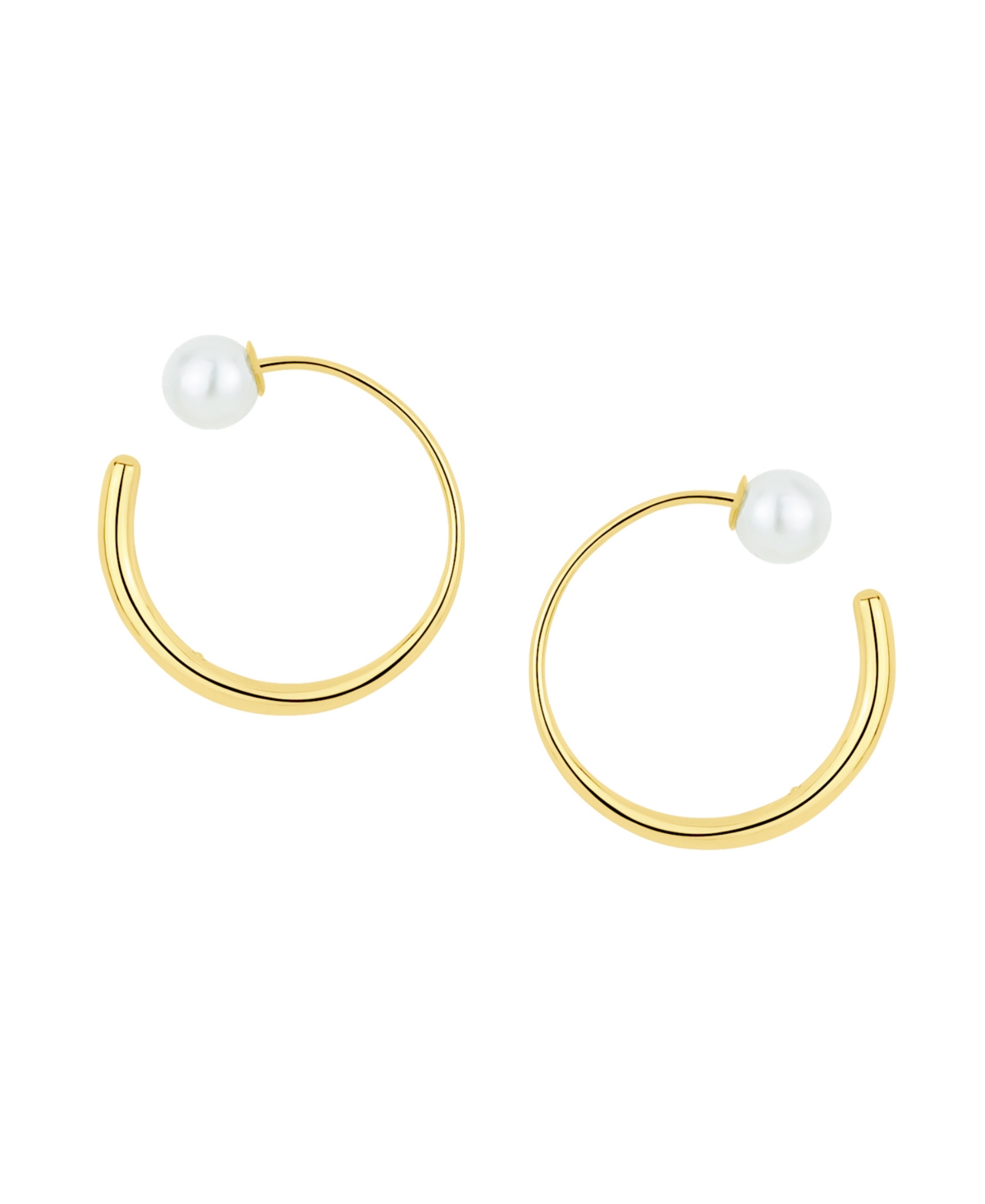 And Now This Simulated Cultivated Pearl Front Back Hoop Earrings In Gold