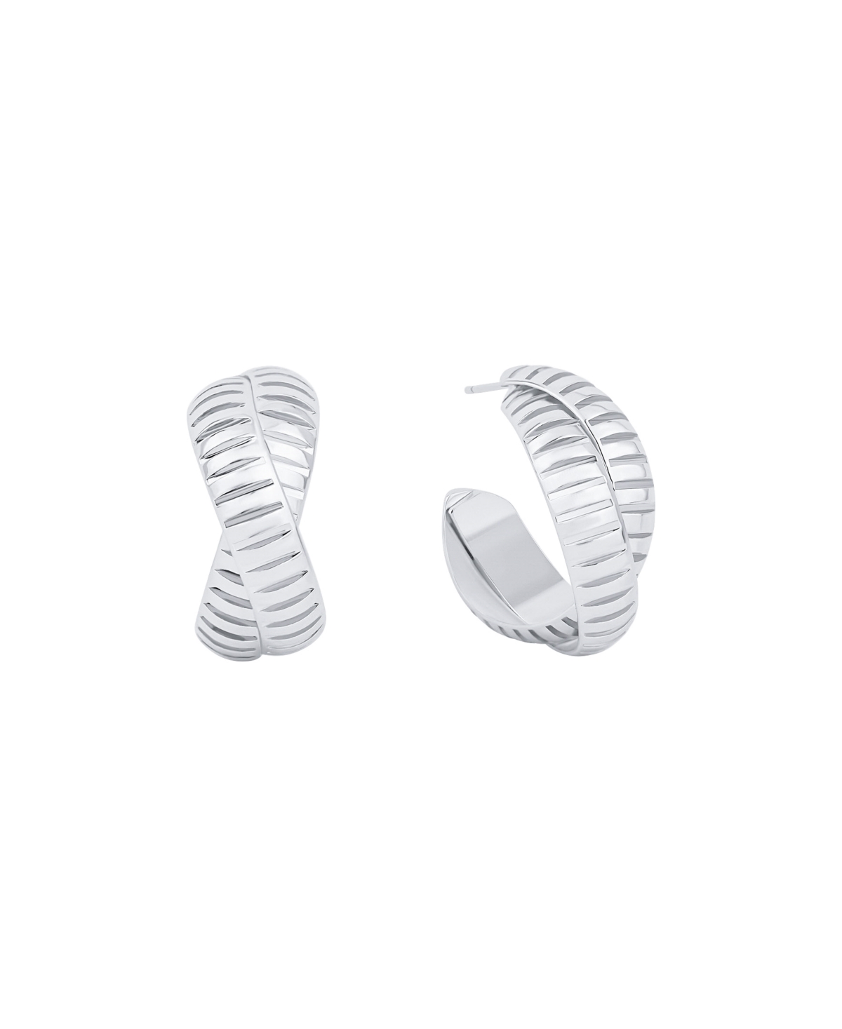 And Now This Textured X C Hoop Earrings In Silver