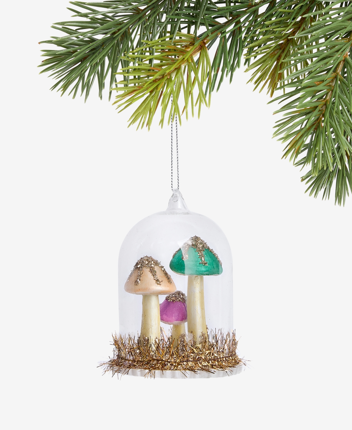 Holiday Lane Enchanted Forest Glass Colorful Mushrooms Ornament, Macy's Exclusive In Transparent