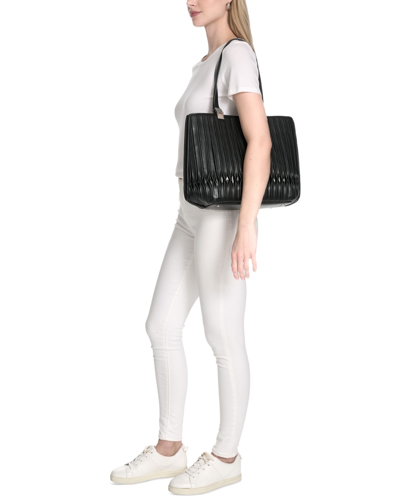 Женская сумка Calvin Klein Granite Pleated, цвет: Чёрный / Серебристый — фото 3