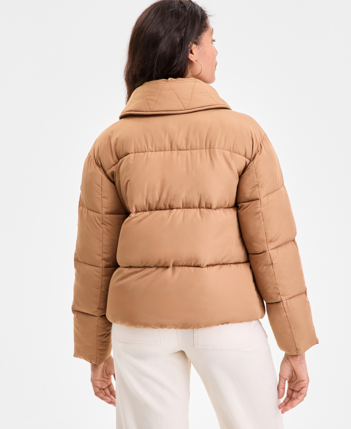 Michael Kors Michael  Women's Drawstring-collar Puffer Coat In Brown
