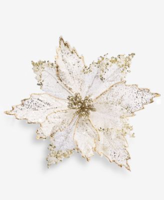 Holiday Lane - Gilded Glamour White Poinsettia Clip Ornament