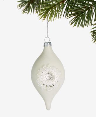 Holiday Lane - Iced Delight White Reflector Finial Ornament