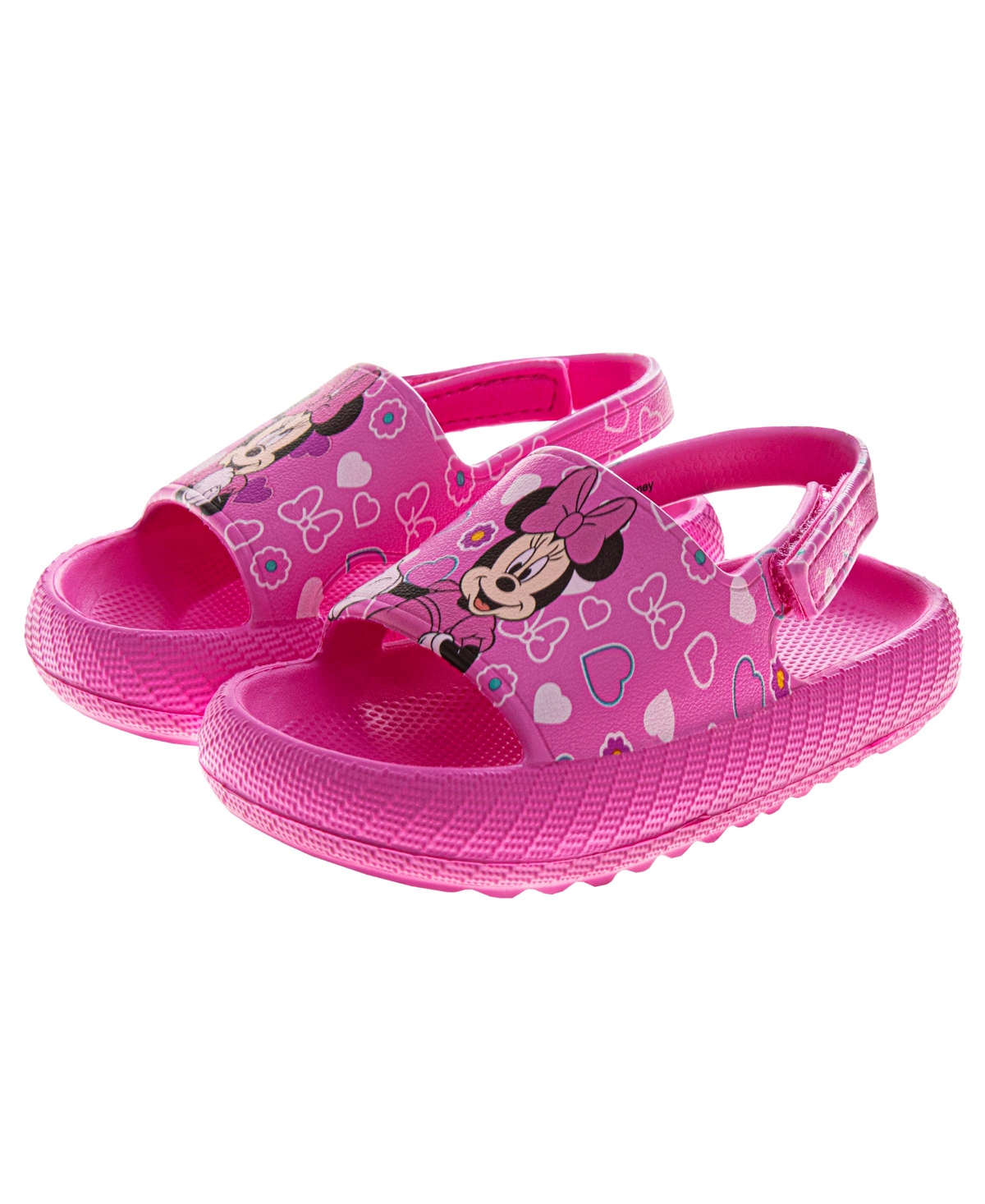 Disney Toddler Girls Minnie Mouse Hook And Loop Backstrap Slides