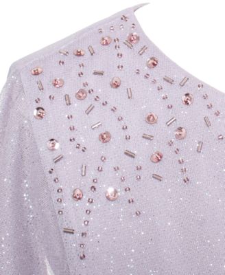 Petite Metallic A-Line Cape Gown