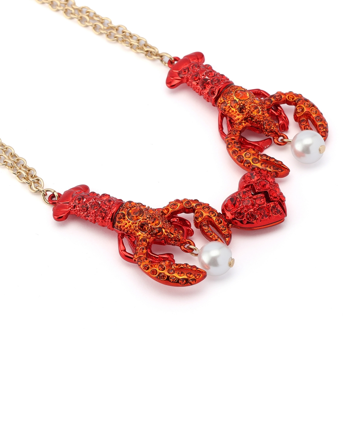 Betsey Johnson Mermaid Jewels Lobster Friendship Necklace Set In Red,gold