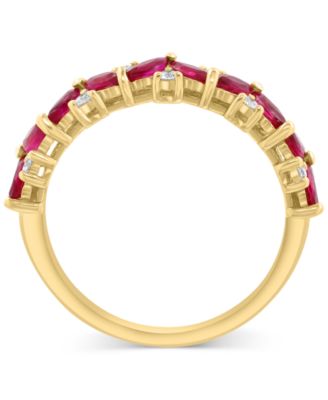 EFFY&reg; Ruby (1 ct. t.w.) & Diamond (1/5 ct. t.w.) Marquise Cluster Ring in 14k Gold