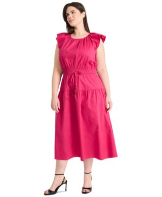 Plus Size Cinched-Waist Midi Dress