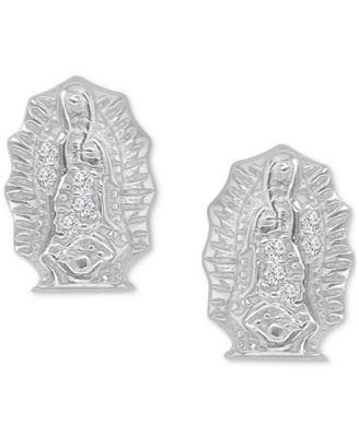 Cubic Zirconia Sculptural Stud Earrings in Sterling Silver