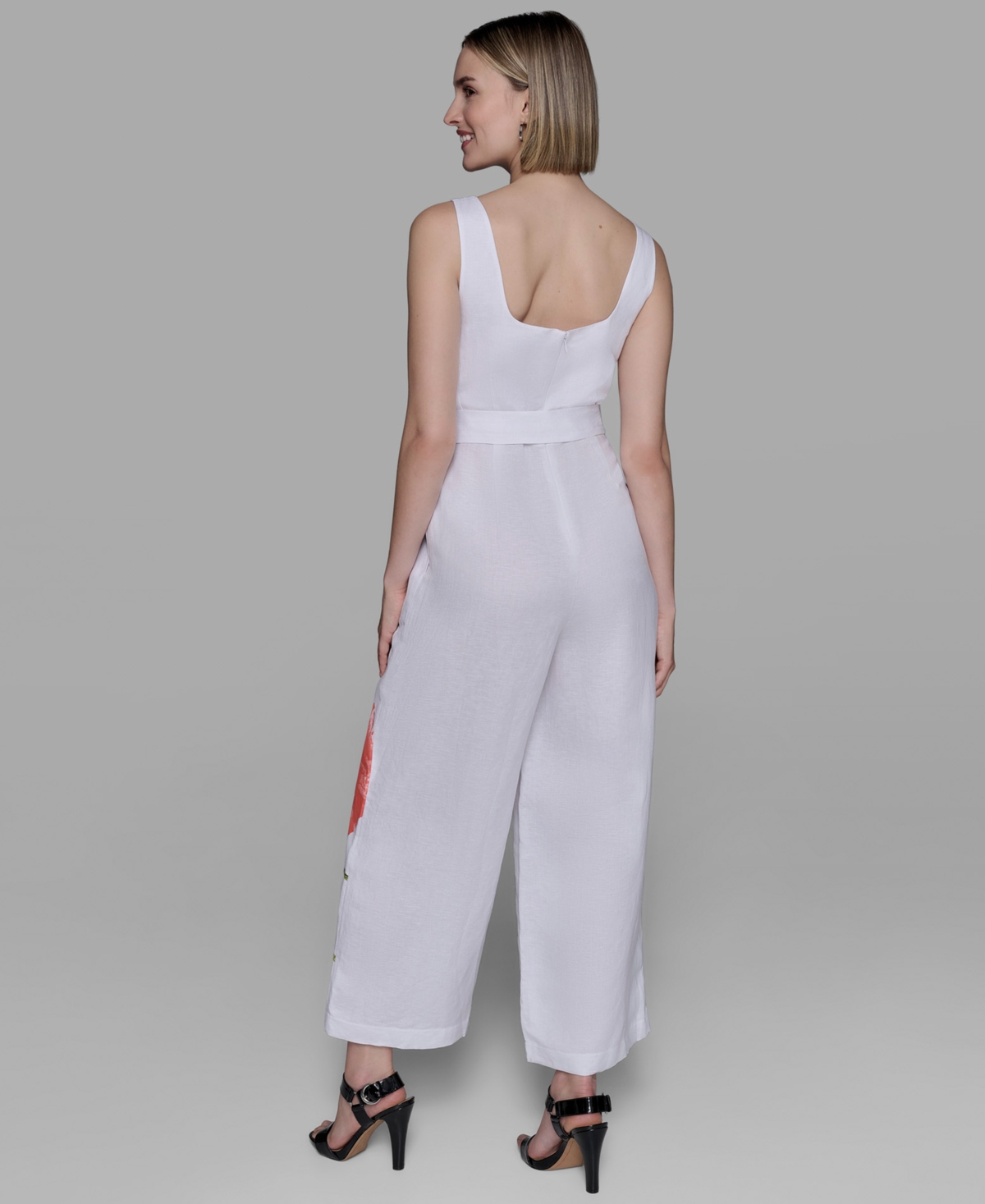 Karl Lagerfeld Women's Linen-blend Floral-print Jumpsuit