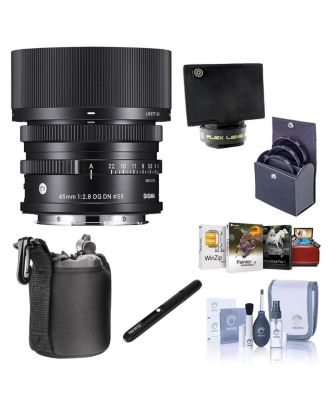 45mm f/2.8 DG DN Contemporary Lens for L Mount, Bundle with ProOptic 55mm Filter Kit, Flex Lens Shade, Lens Pouch, Lens Cleaner, Cleaning Kit,
