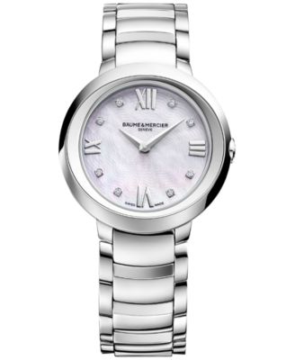 Baume & Mercier - Women's Swiss Promesse Diamond Accent Stainless Steel Bracelet Watch 30mm M0A10158