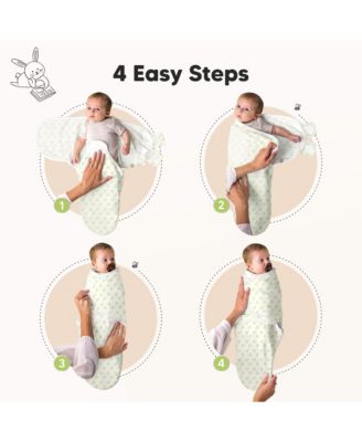 3-Pack Organic Baby Swaddle Sleep Sacks with Knot Hats, Newborn Baby Swaddles Wrap 0-3 Months, Ergonomic Wearable Blanket
